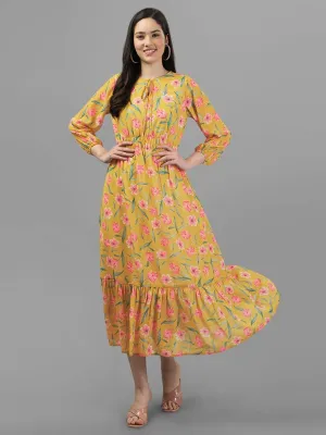 Masakali.co dresses for Women western wear Yellow Floral Maxi Dress