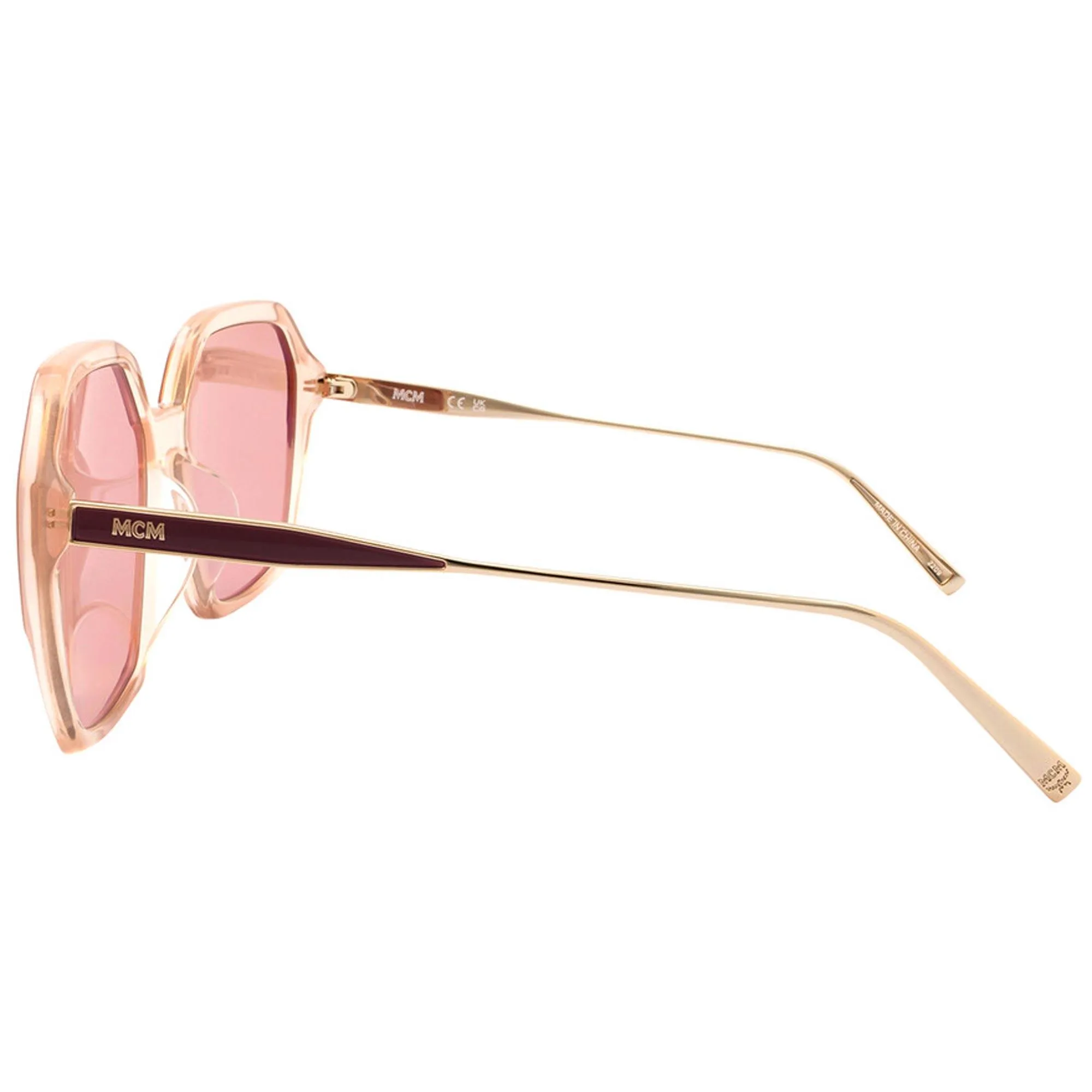 MCM Women's Sunglasses - Translucent Blush Hexagonal Plastic Frame | MCM700SA 670