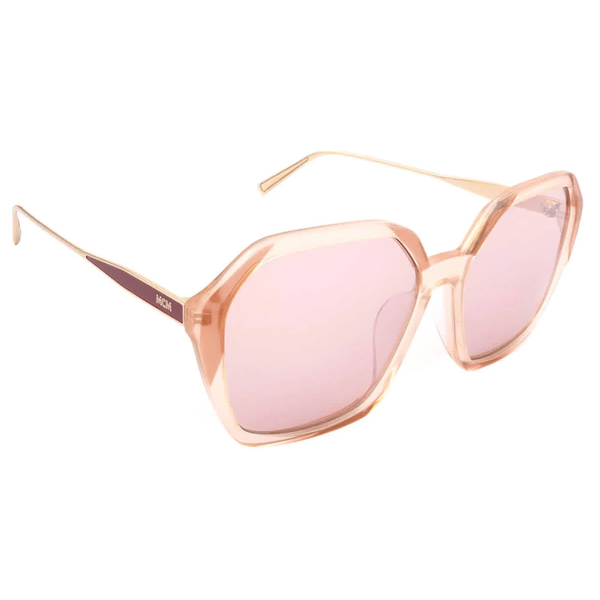MCM Women's Sunglasses - Translucent Blush Hexagonal Plastic Frame | MCM700SA 670