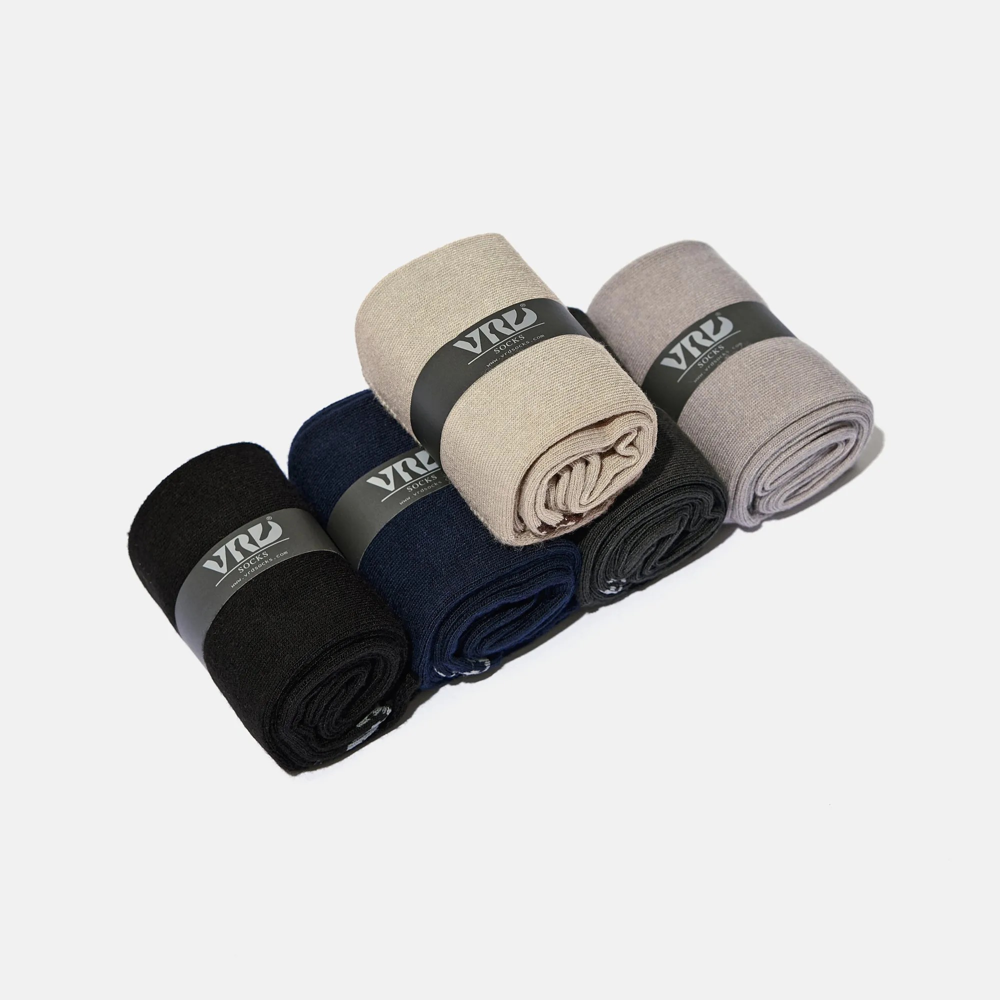 Men's Bamboo Dress Socks • Assorted Plain Pack of 5 Pairs • Mix-1