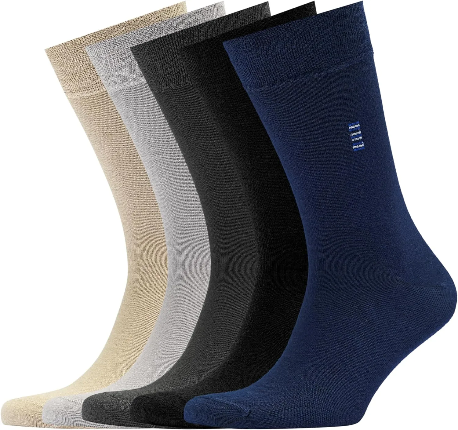 Men's Bamboo Dress Socks • Assorted Plain Pack of 5 Pairs • Mix-1