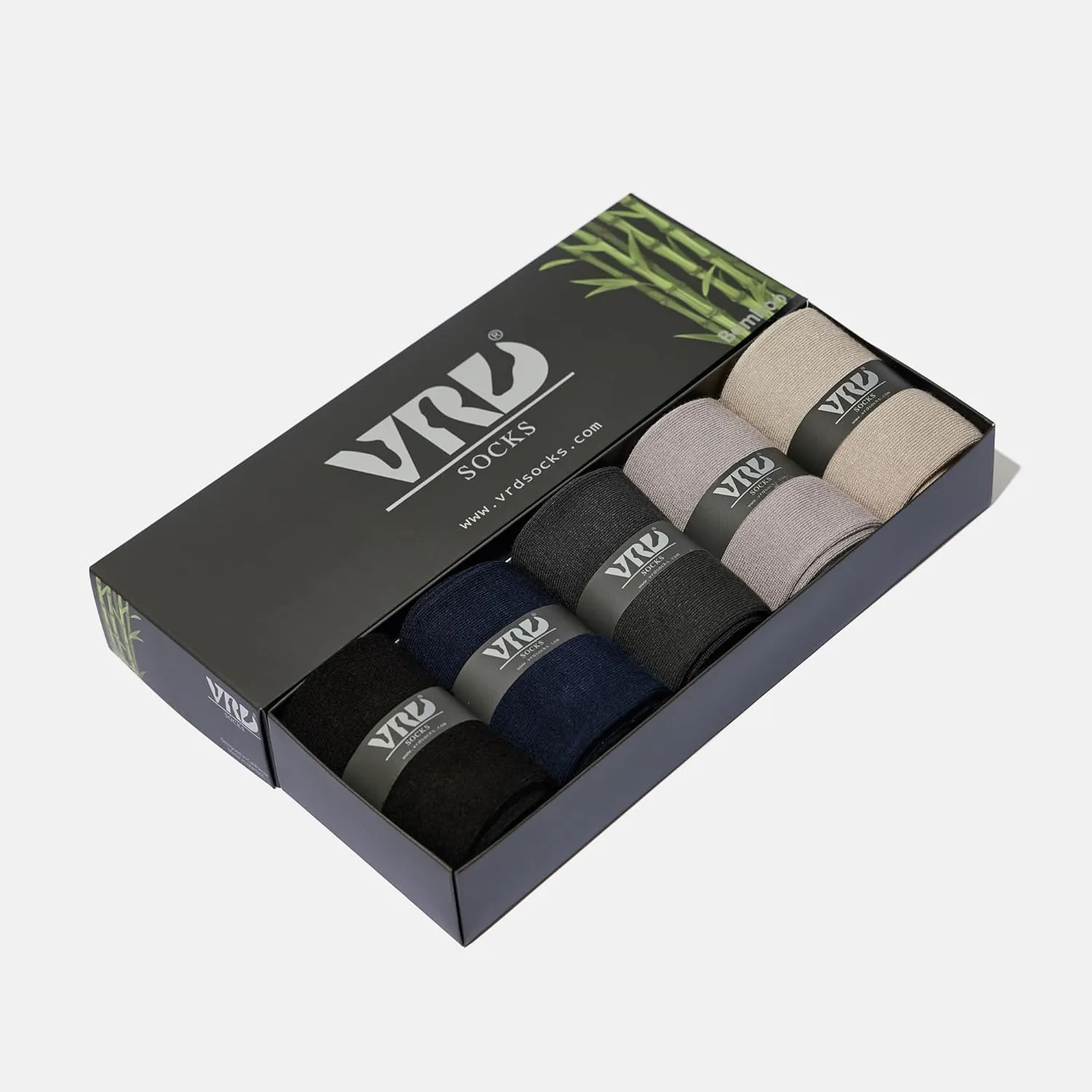 Men's Bamboo Dress Socks • Assorted Plain Pack of 5 Pairs • Mix-1