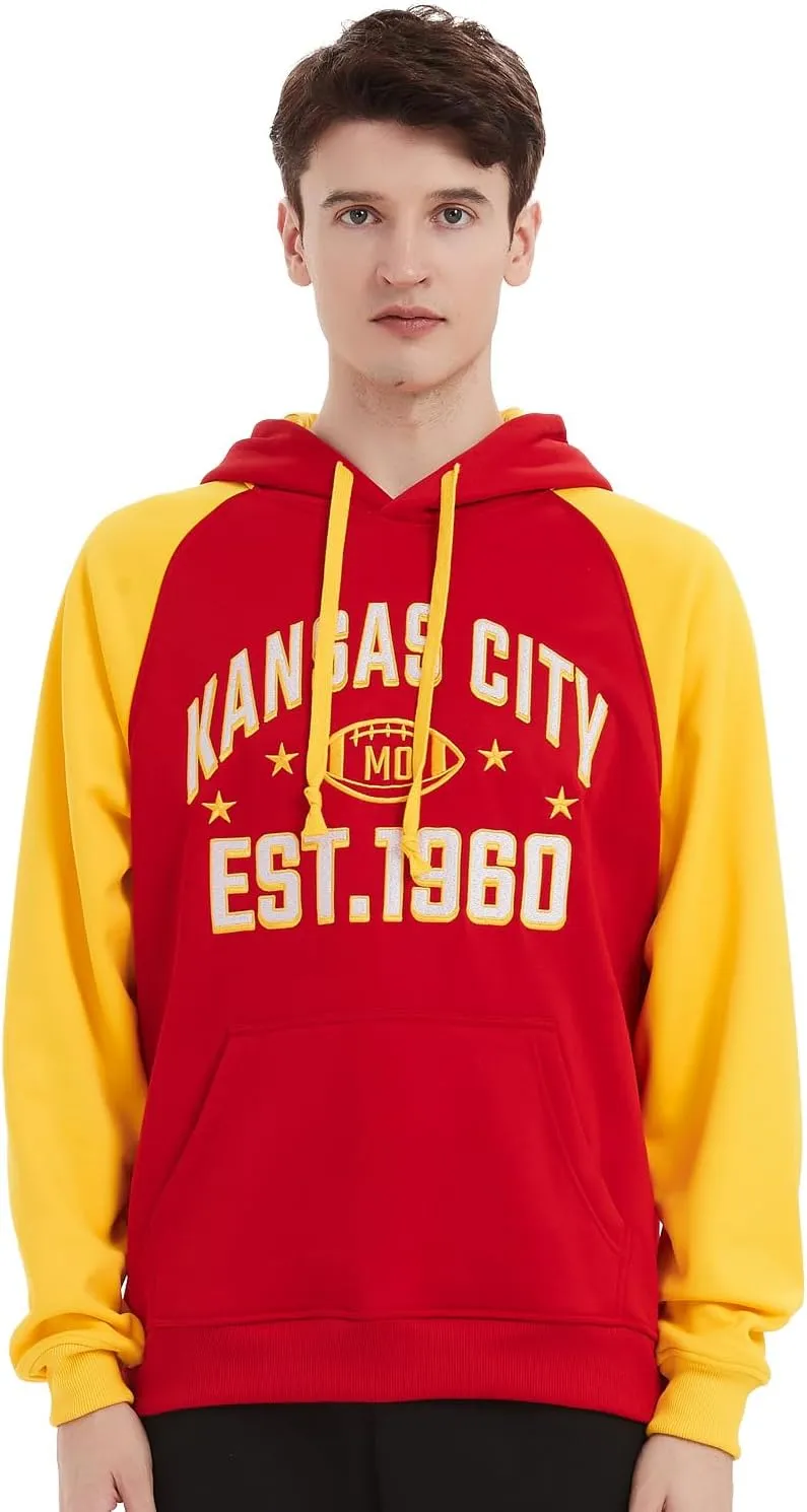 Mens City Football Fully Embroidery Soft Classic Pullover Sweatshirt Hoodie