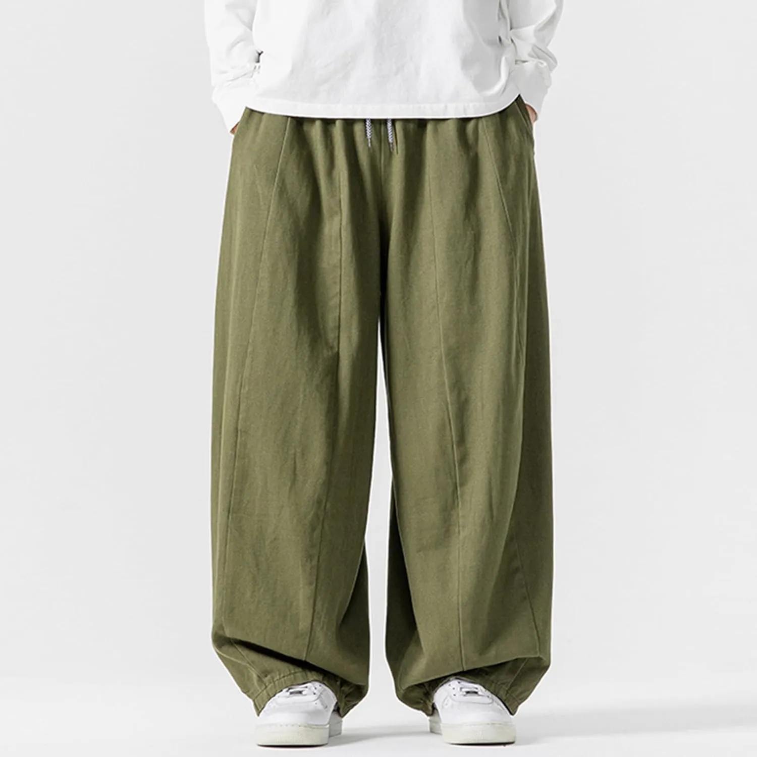 Men's Streetwear Pants Plus Size Fashion Loose Fit Comfy Wide Leg Pant Casual Solid Color Beach Comfy Light Trouser