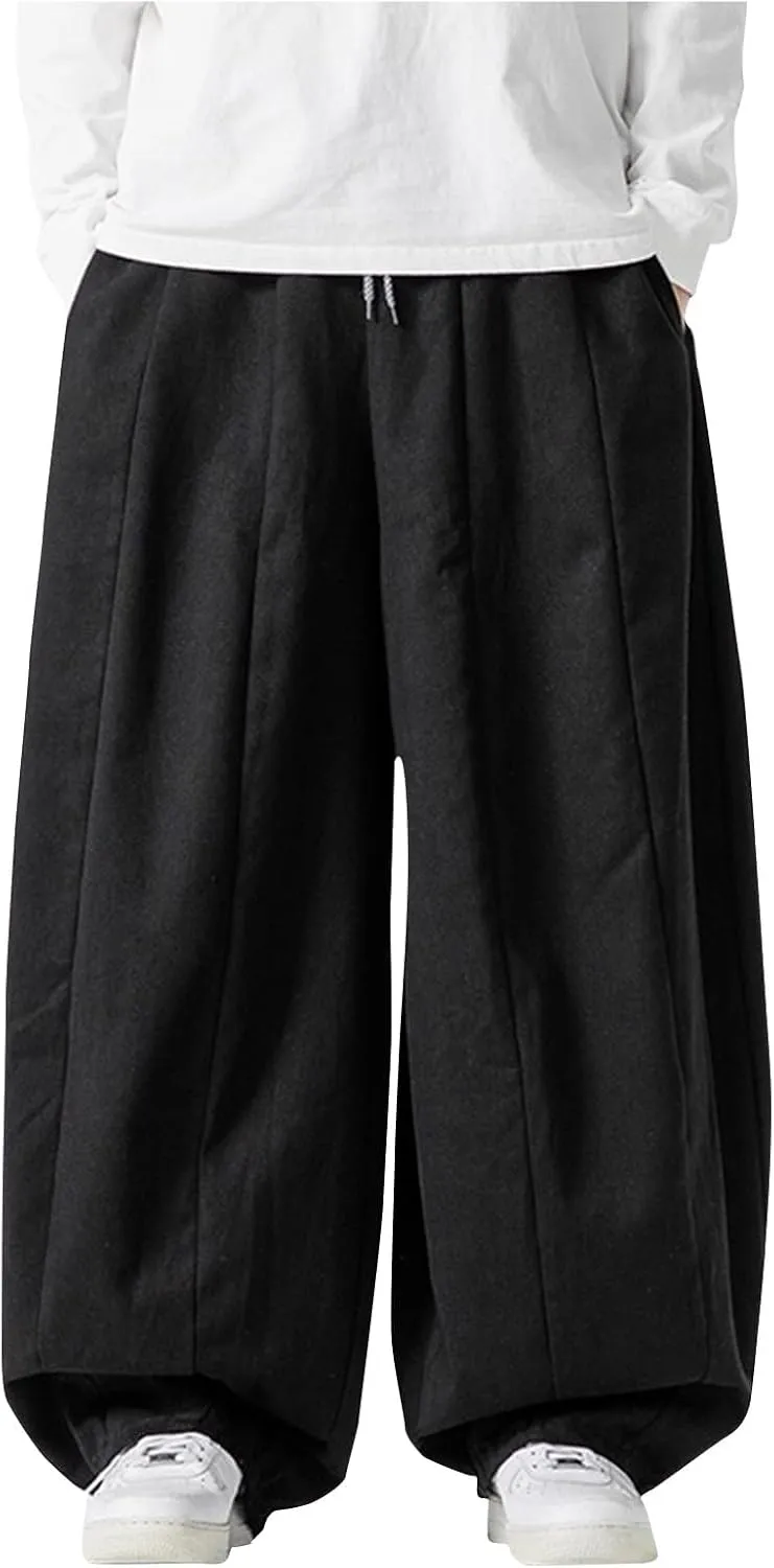 Men's Streetwear Pants Plus Size Fashion Loose Fit Comfy Wide Leg Pant Casual Solid Color Beach Comfy Light Trouser