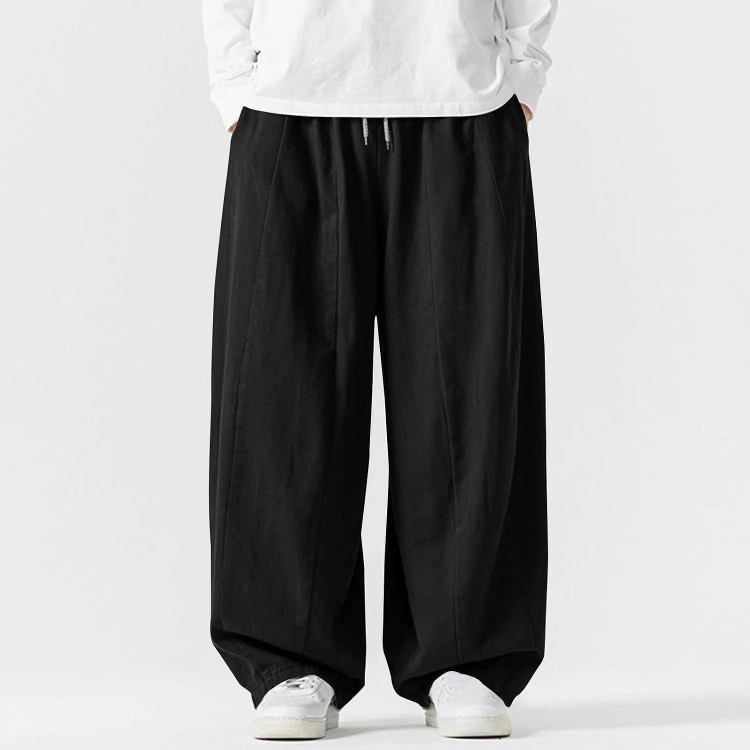 Men's Streetwear Pants Plus Size Fashion Loose Fit Comfy Wide Leg Pant Casual Solid Color Beach Comfy Light Trouser