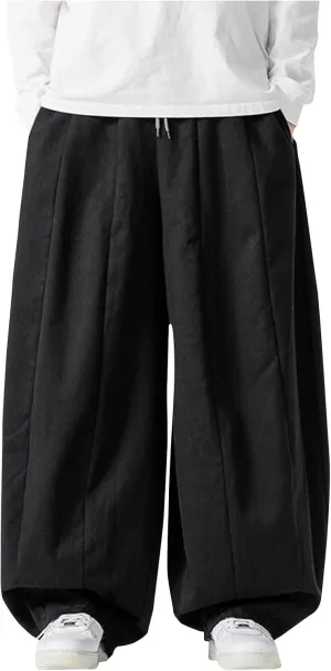 Men's Streetwear Pants Plus Size Fashion Loose Fit Comfy Wide Leg Pant Casual Solid Color Beach Comfy Light Trouser