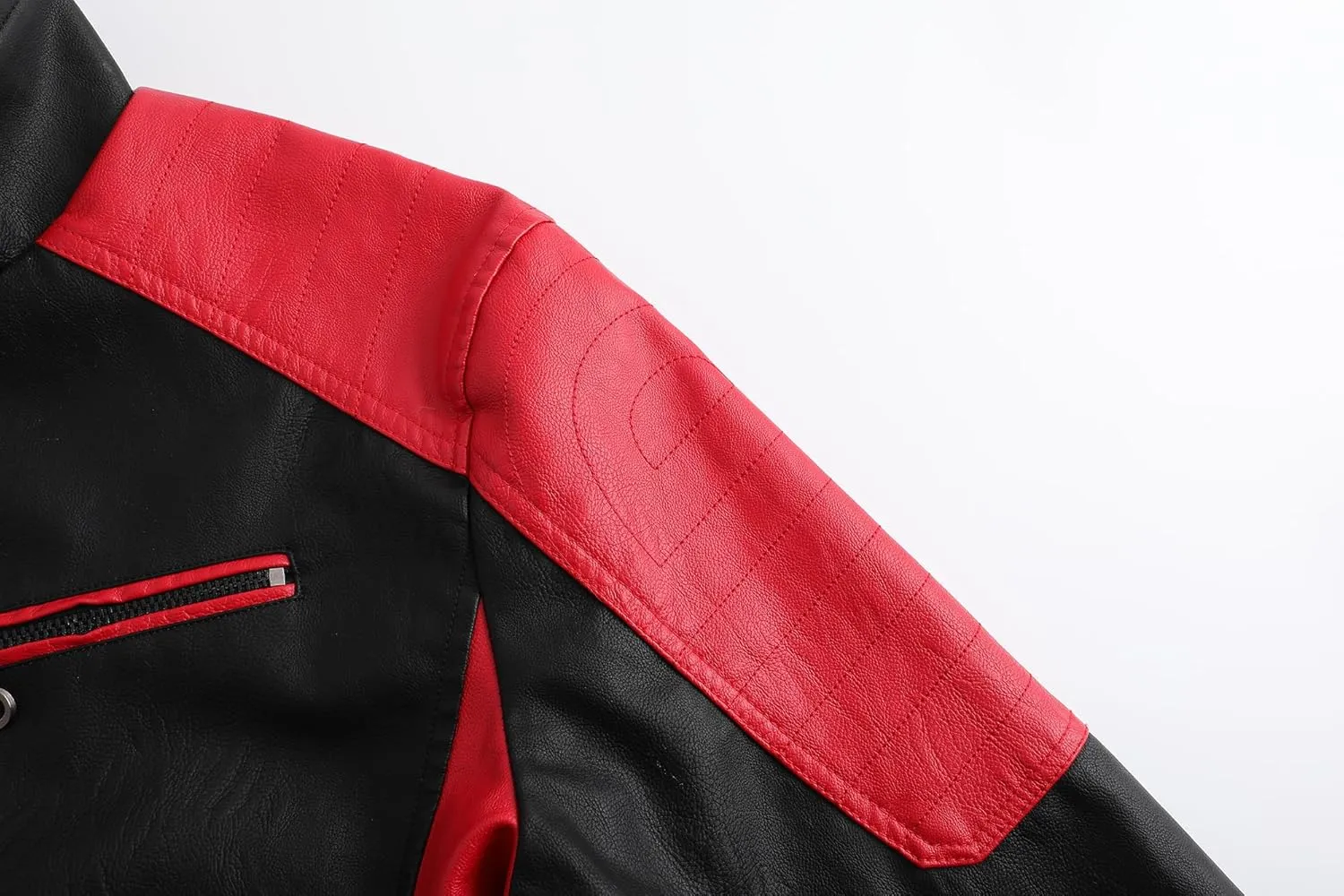Men's Stylish Color Blocking PU Leather Jacket, Multi Zipper Design Street Style Retro Classic Motor Jacket