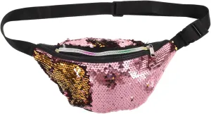 Mermaid Sequin Purse Adjustable Belt Bag Shiny Glitter Pouch for Travel