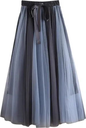 Mesh Tulle Skirts for Women 2025 Fashion Elegant Pleated Flowy Layered Skirt Casual Formal Prom Party Evening Skirts