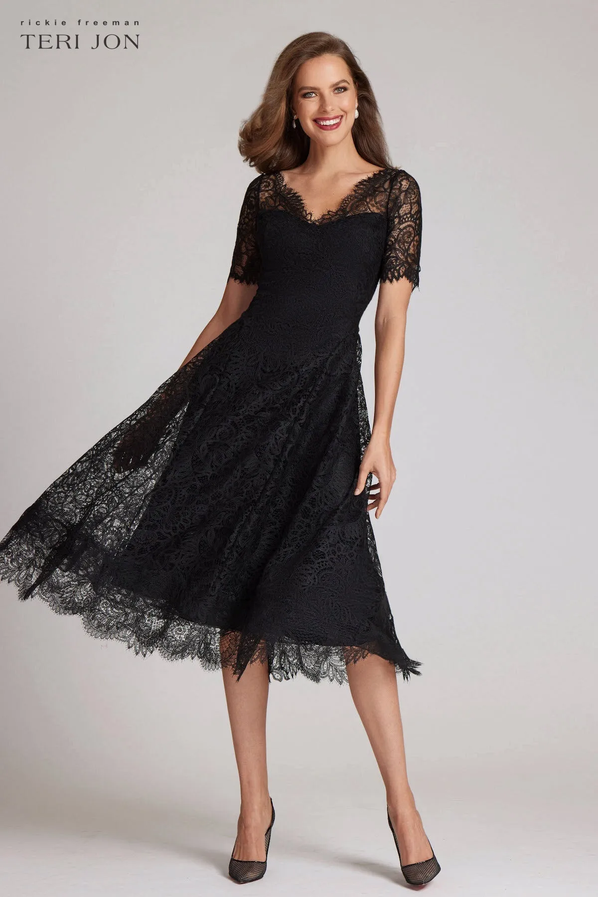 Metallic Lace Flare Dress