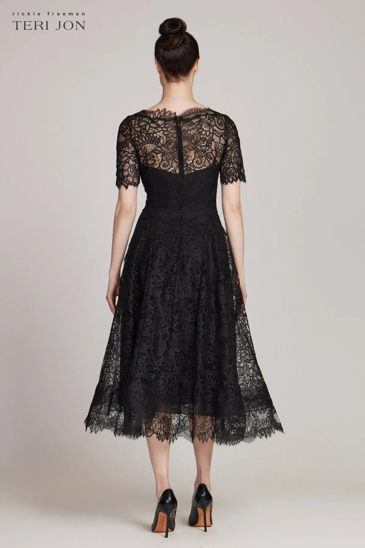 Metallic Lace Flare Dress