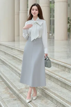 Mina A-line Bow Tie Linen Cotton Midi Set