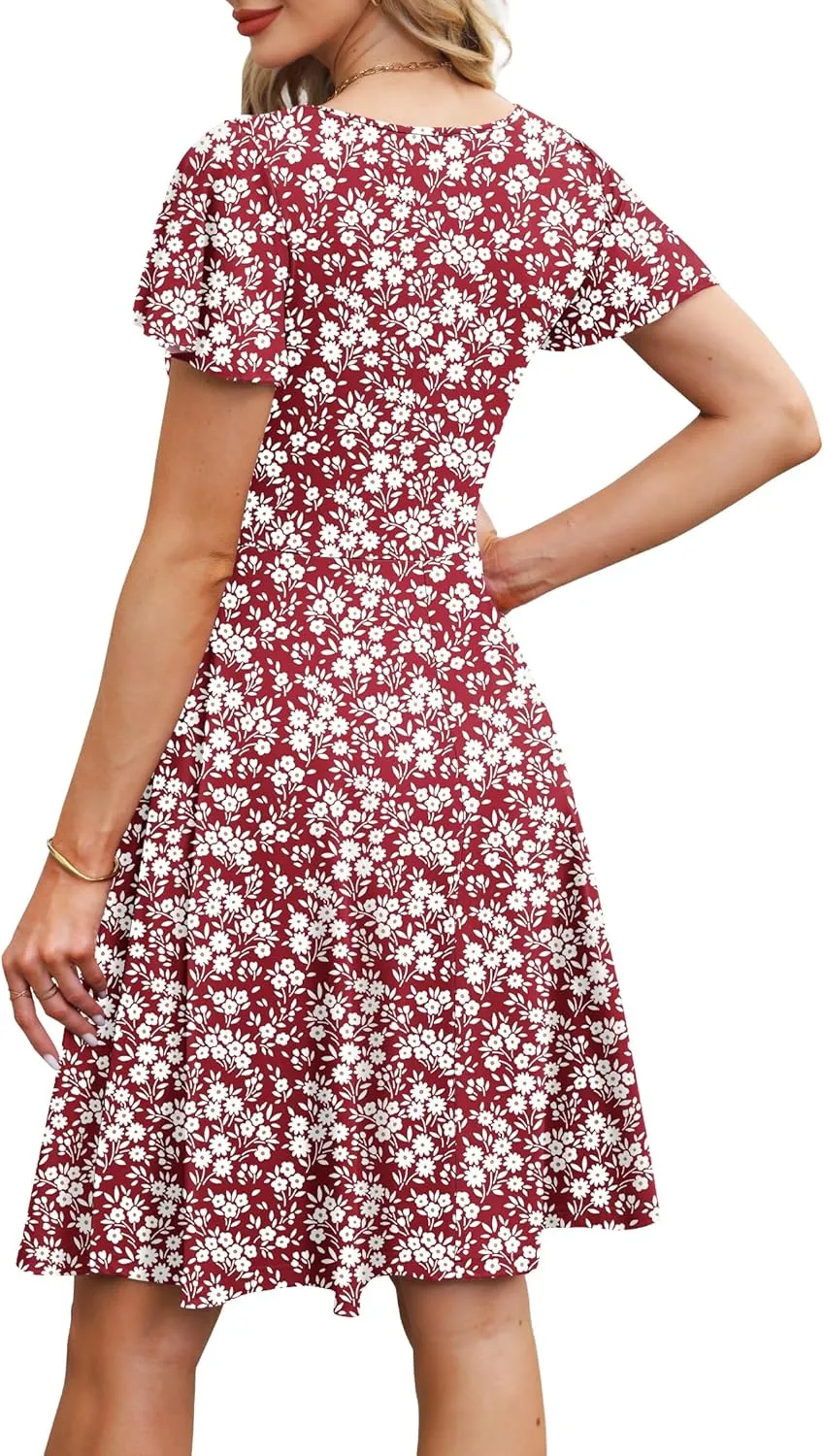 MOLERANI Women's Summer Dresses 2025 - Casual A-Line Sundress with Short Sleeves Floral Print for Beach Vacation S-3XL