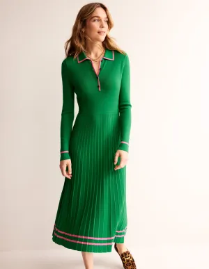 Mollie Pleated Knitted Dress-Green Sangria Sunset