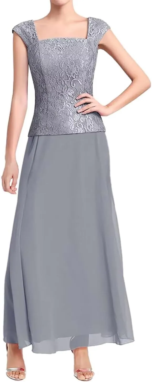 Mother of The Bride Dresses for Wedding Long Sleeve Chiffon Wedding Guest Formal Party Gown with Jackets