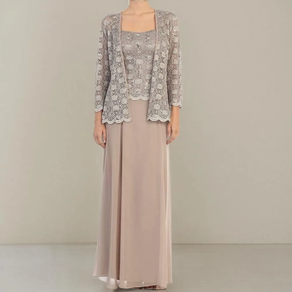 Mother of The Bride Dresses Long Evening Formal Dresses Lace Jacket for Wedding Guest Groom Party