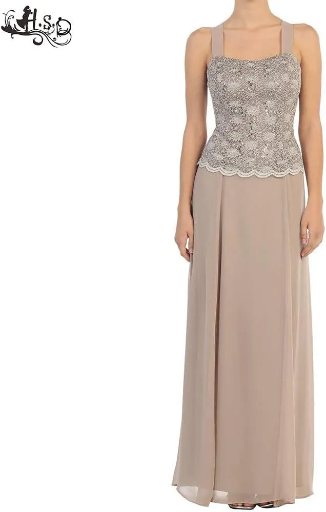 Mother of The Bride Dresses Long Evening Formal Dresses Lace Jacket for Wedding Guest Groom Party