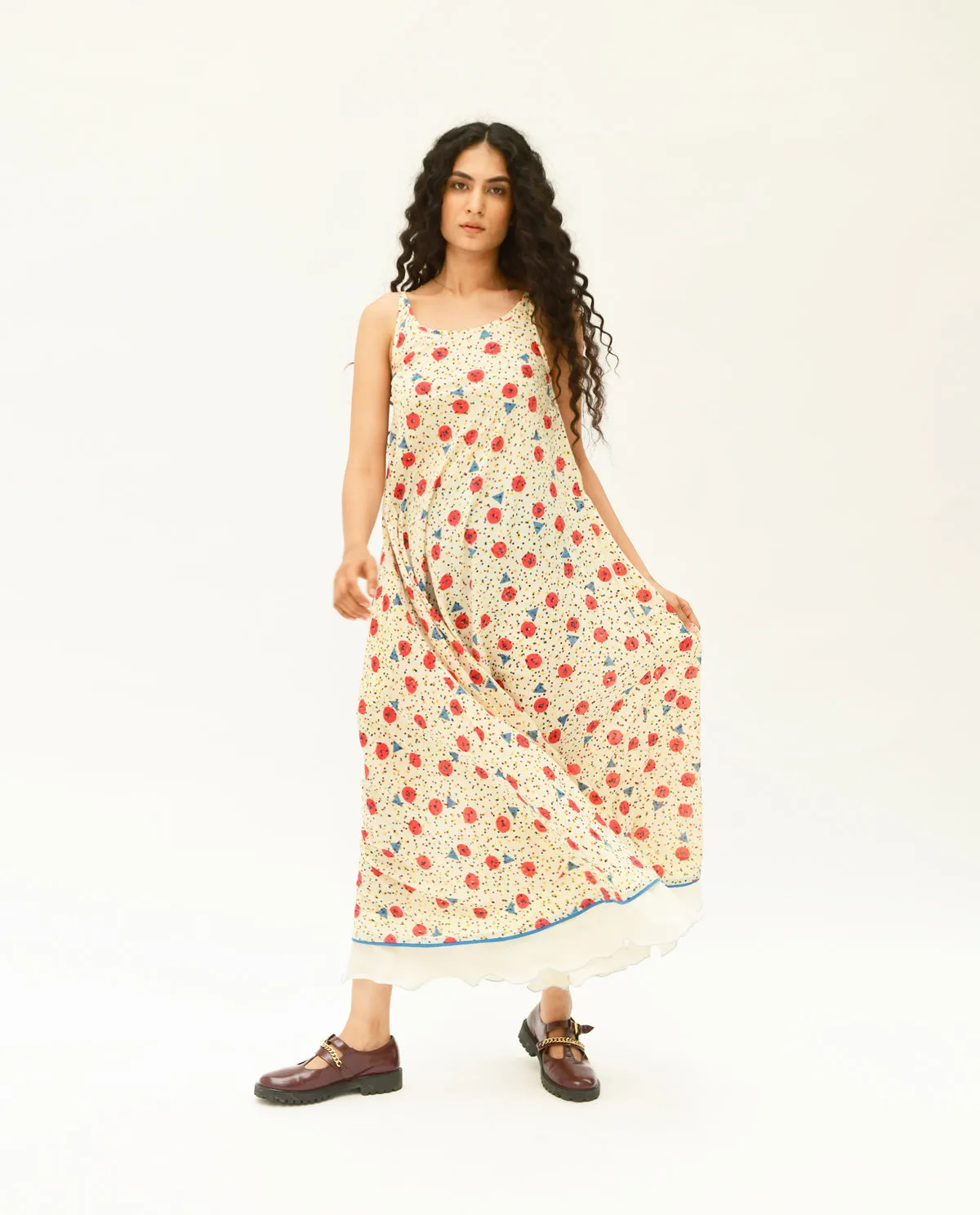 Multicolor Handblock Printed Maxi Dress