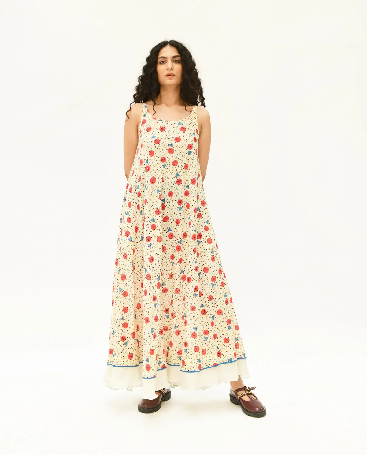 Multicolor Handblock Printed Maxi Dress