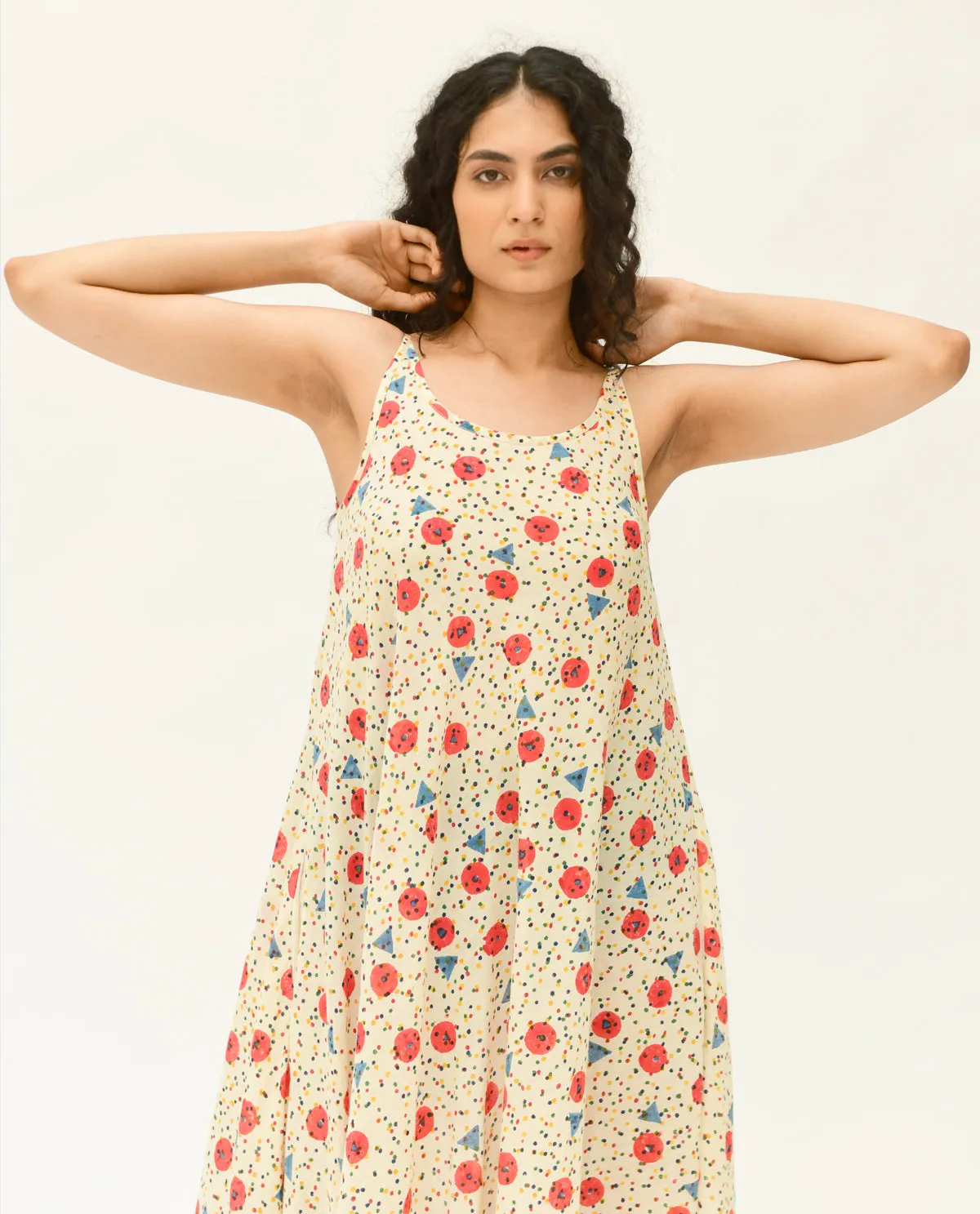 Multicolor Handblock Printed Maxi Dress