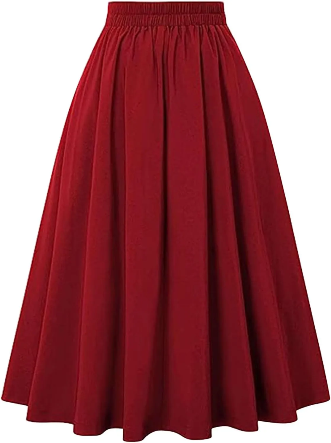NATHGAM Womens Plaid Skirt Retro High Waist Pleated Skirt with Pockets Button Decoration Plus Size Skirt Victorian Midi Skirt