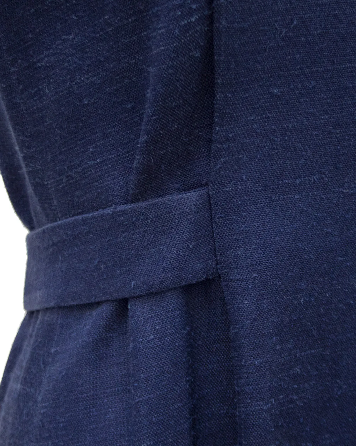 Navy Blue Demi Couture Raw Silk Day Dress