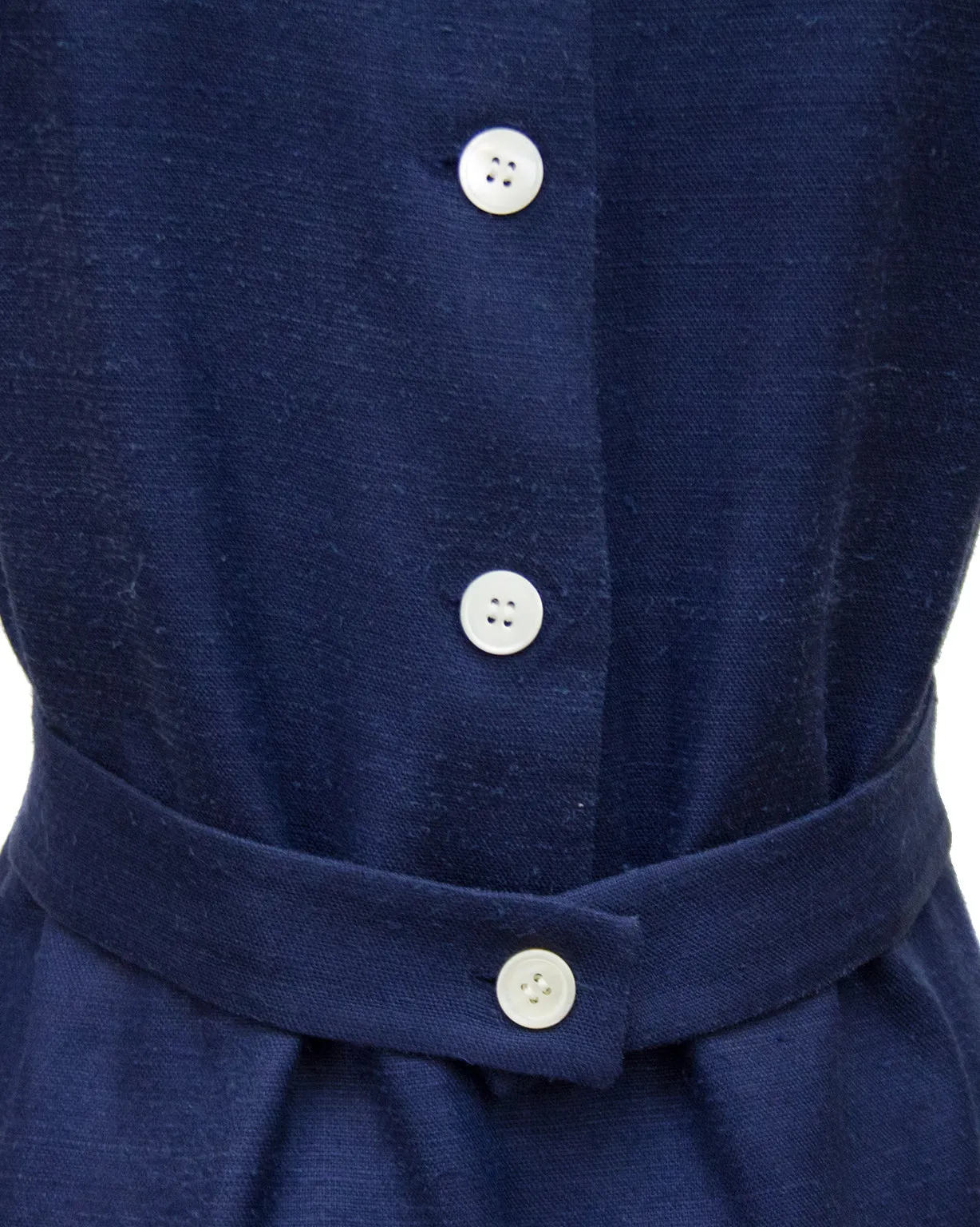 Navy Blue Demi Couture Raw Silk Day Dress