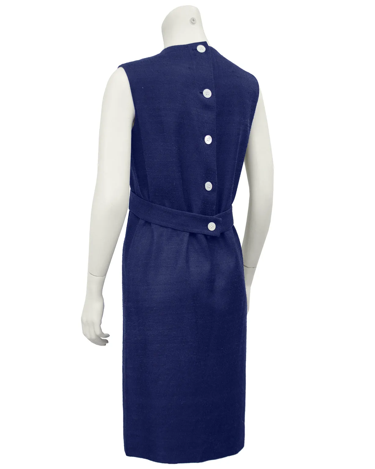 Navy Blue Demi Couture Raw Silk Day Dress
