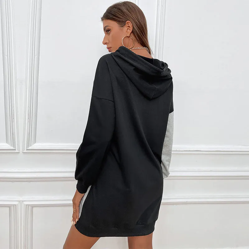 New Arrival Color-Block Hoodie Dress