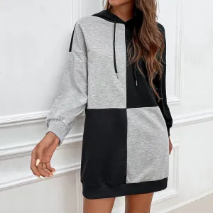 New Arrival Color-Block Hoodie Dress