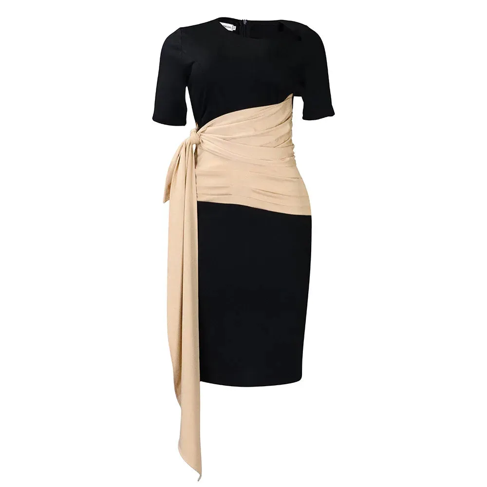 New Arrival - Elegant Contrast Color Office Dresses - Slim Fit