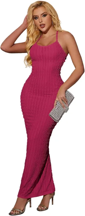 Nimsruc Summer Long Dresses for Women Spaghetti Strap Bodycon