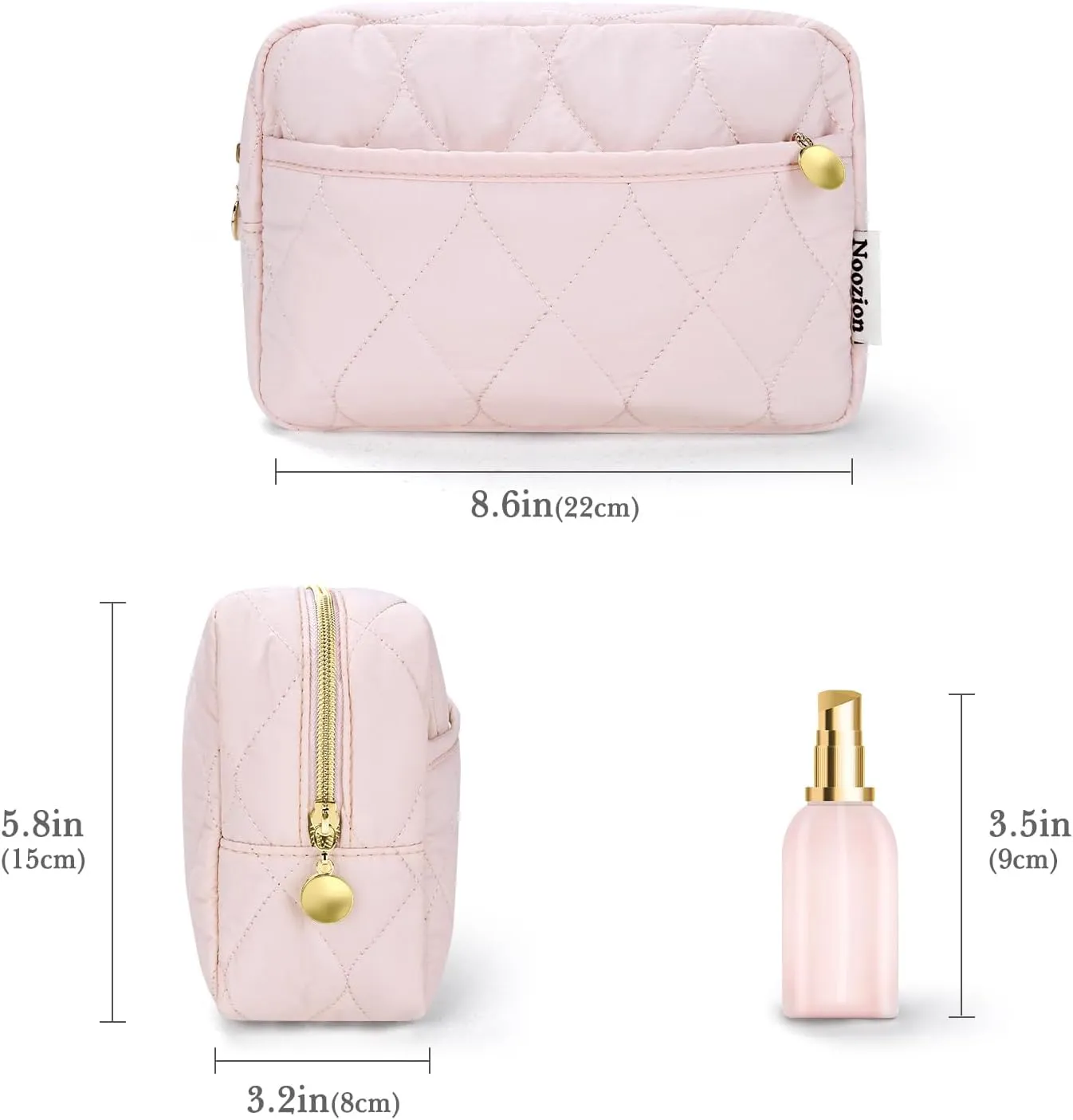 Noozion Makeup Bag, Travel Cosmetic Bag, Puffy Padded Make Up Bag for Women, Makeup Organizer Case, Wide-open Pouch Purse, Travel Essentials