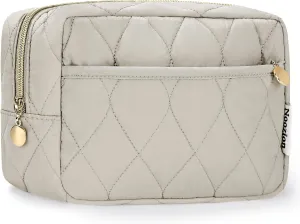 Noozion Makeup Bag, Travel Cosmetic Bag, Puffy Padded Make Up Bag for Women, Makeup Organizer Case, Wide-open Pouch Purse, Travel Essentials