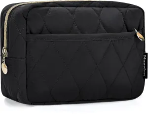 Noozion Makeup Bag, Travel Cosmetic Bag, Puffy Padded Make Up Bag for Women, Makeup Organizer Case, Wide-open Pouch Purse, Travel Essentials