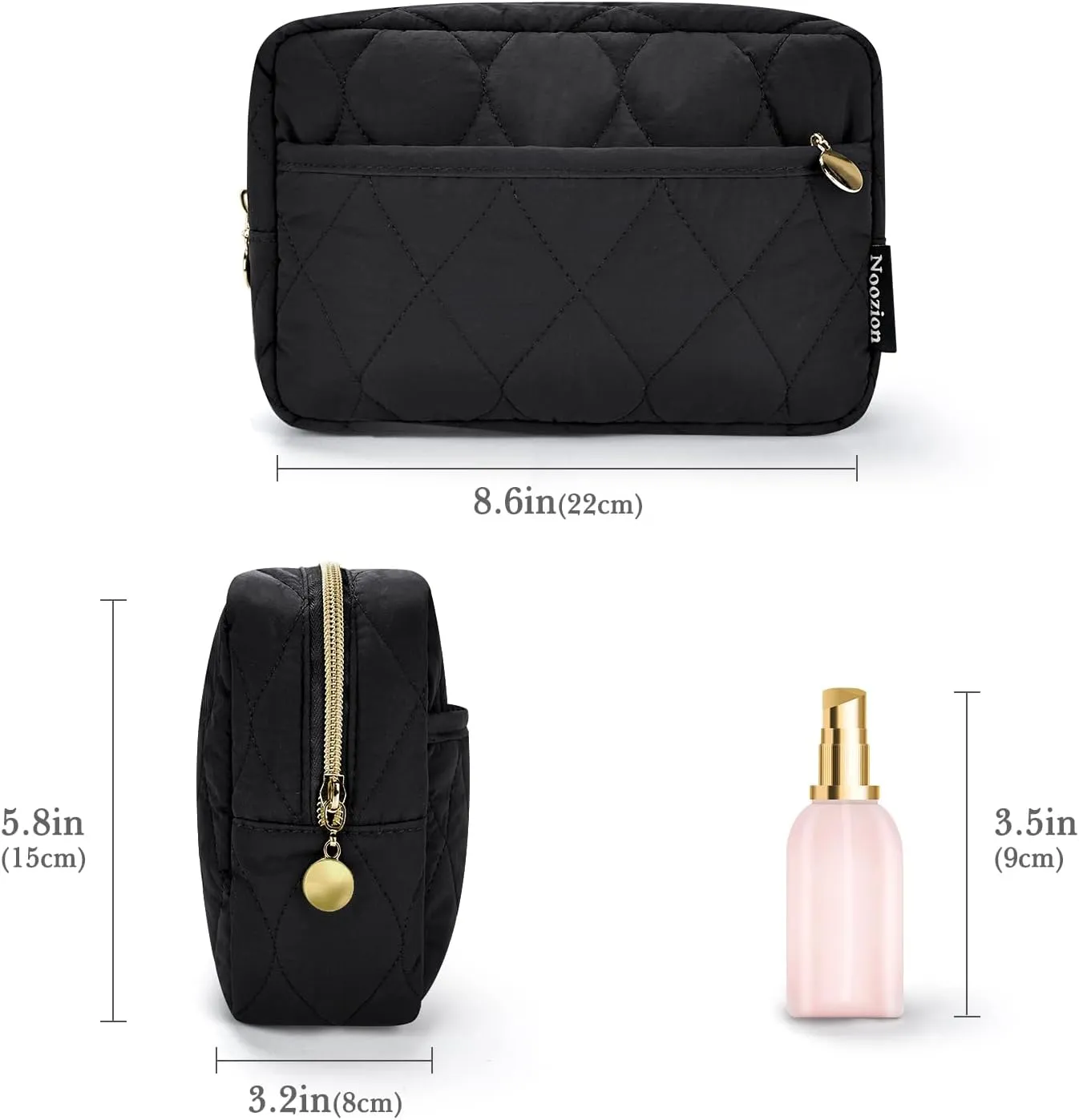 Noozion Makeup Bag, Travel Cosmetic Bag, Puffy Padded Make Up Bag for Women, Makeup Organizer Case, Wide-open Pouch Purse, Travel Essentials