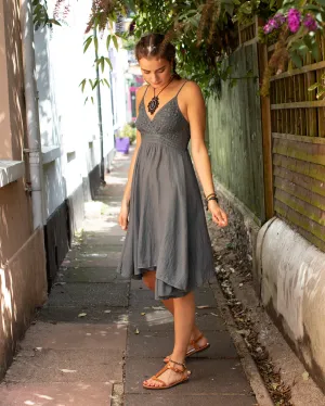Ntritya Crochet A-line Cotton Dress Grey