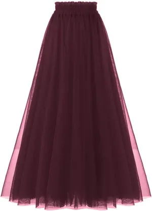 OBBUE Women's A Line Tulle Party Evening Tutu Skirts Tea Length