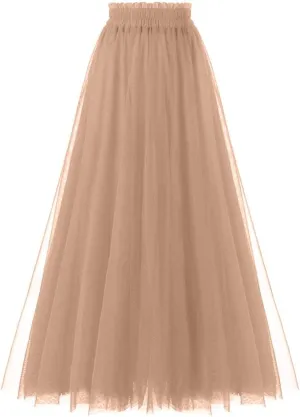 OBBUE Women's A Line Tulle Party Evening Tutu Skirts Tea Length