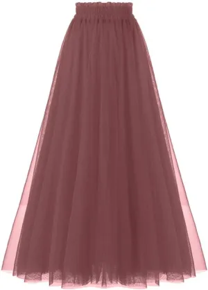 OBBUE Women's A Line Tulle Party Evening Tutu Skirts Tea Length