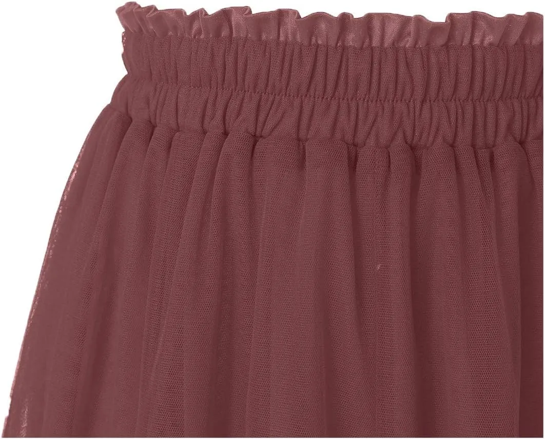 OBBUE Women's A Line Tulle Party Evening Tutu Skirts Tea Length