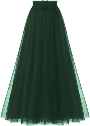 OBBUE Women's A Line Tulle Party Evening Tutu Skirts Tea Length