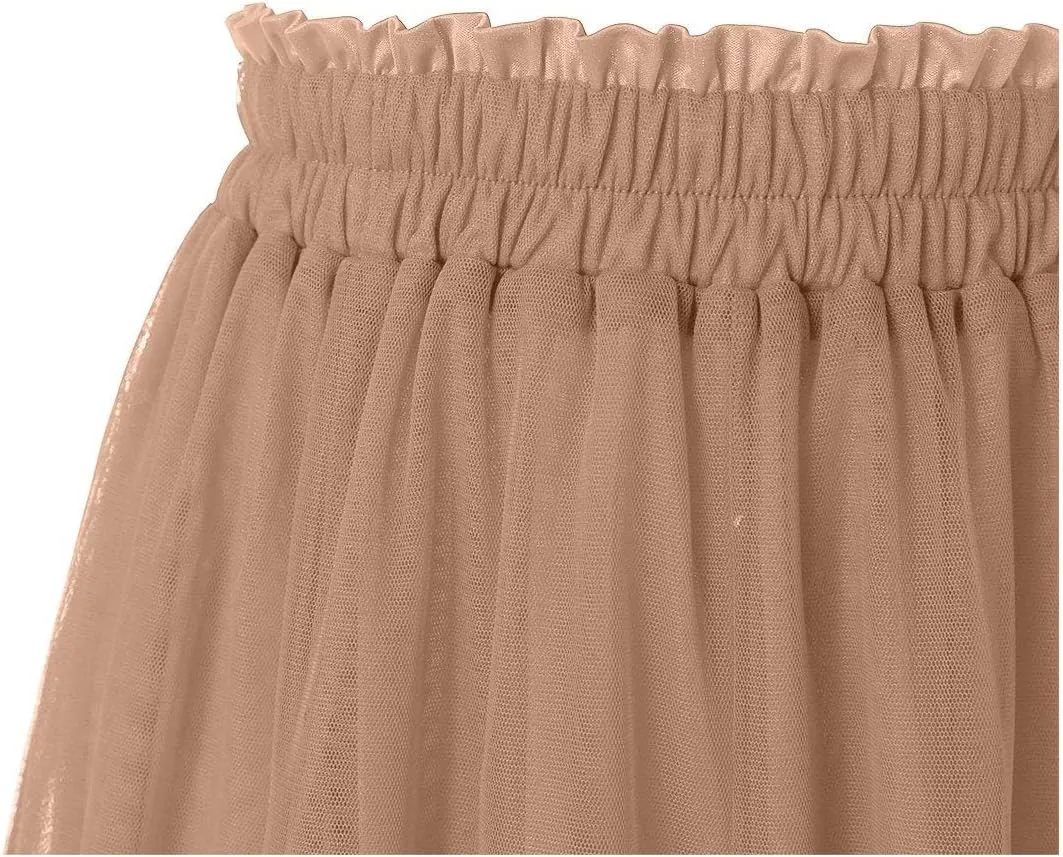OBBUE Women's A Line Tulle Party Evening Tutu Skirts Tea Length