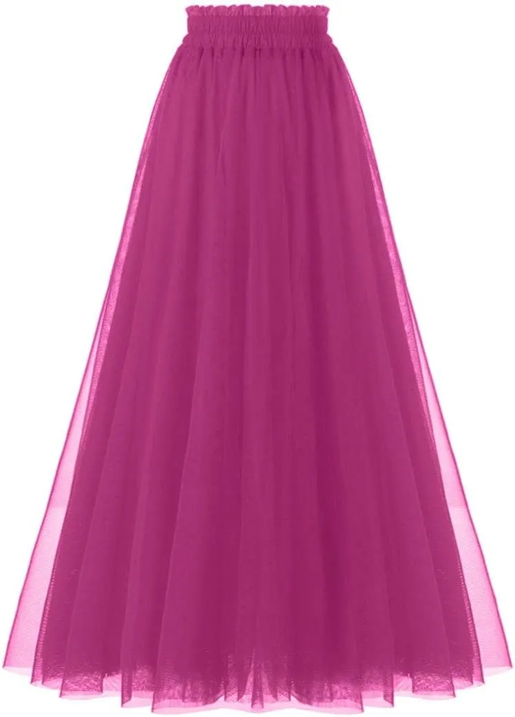 OBBUE Women's A Line Tulle Party Evening Tutu Skirts Tea Length