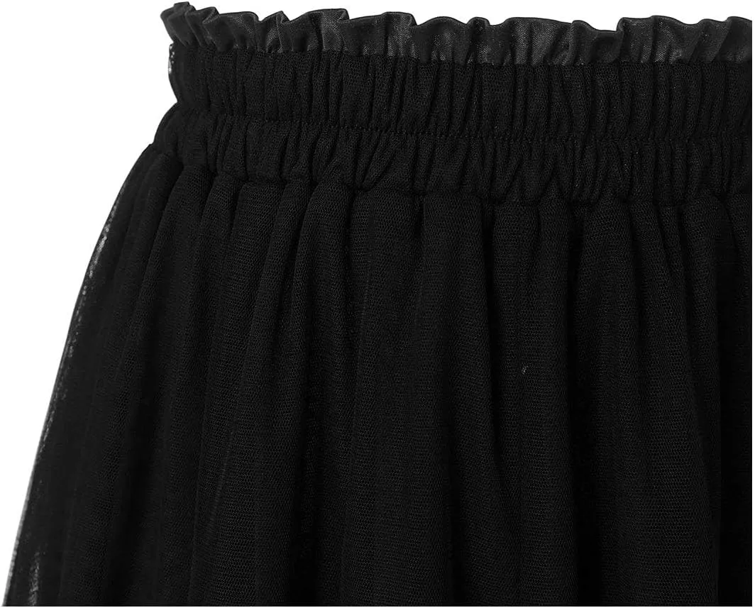 OBBUE Women's A Line Tulle Party Evening Tutu Skirts Tea Length