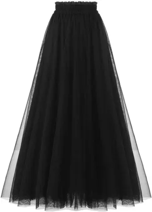 OBBUE Women's A Line Tulle Party Evening Tutu Skirts Tea Length