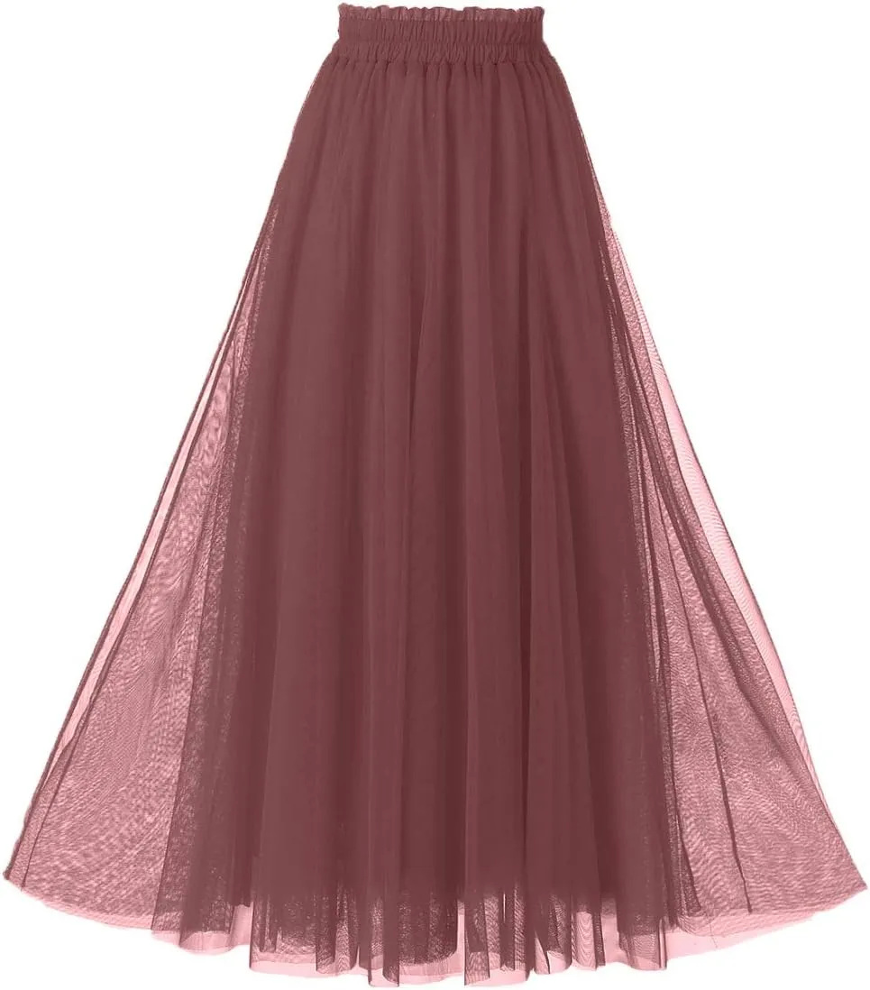 OBBUE Women's A Line Tulle Party Evening Tutu Skirts Tea Length