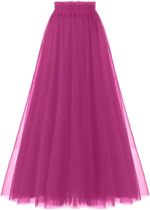 OBBUE Women's A Line Tulle Party Evening Tutu Skirts Tea Length