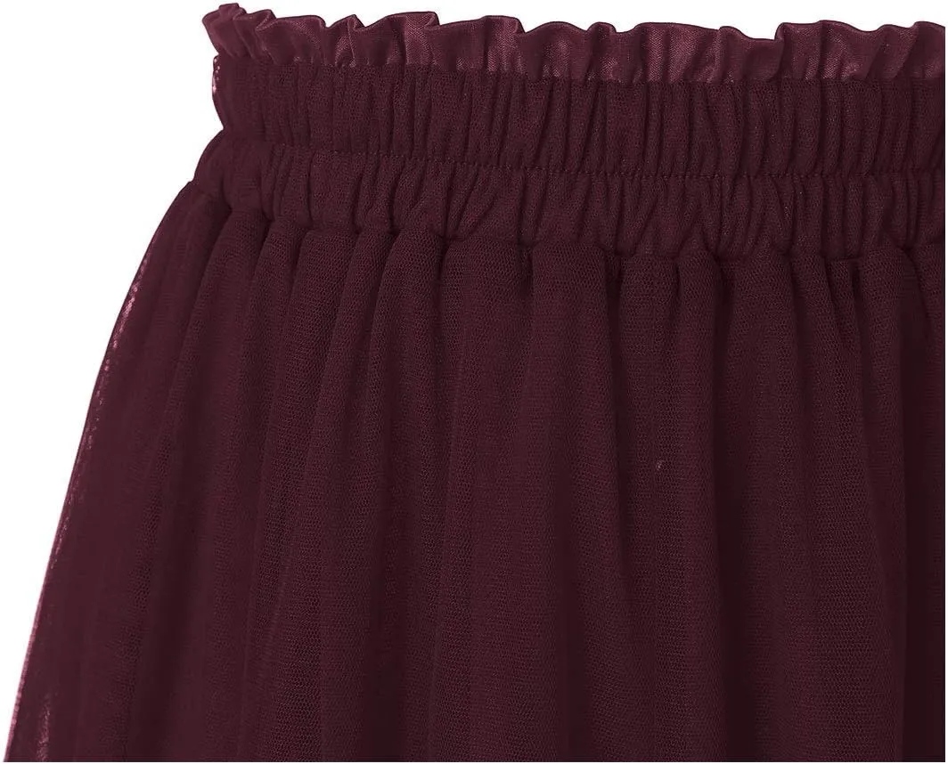 OBBUE Women's A Line Tulle Party Evening Tutu Skirts Tea Length